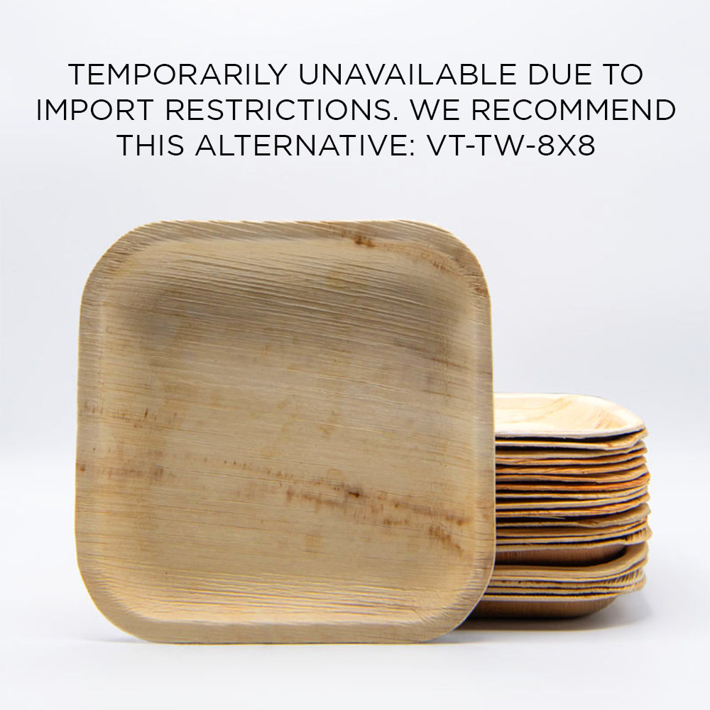 8" x 8" Square Palm Leaf Plates (25 count Retail Pack)