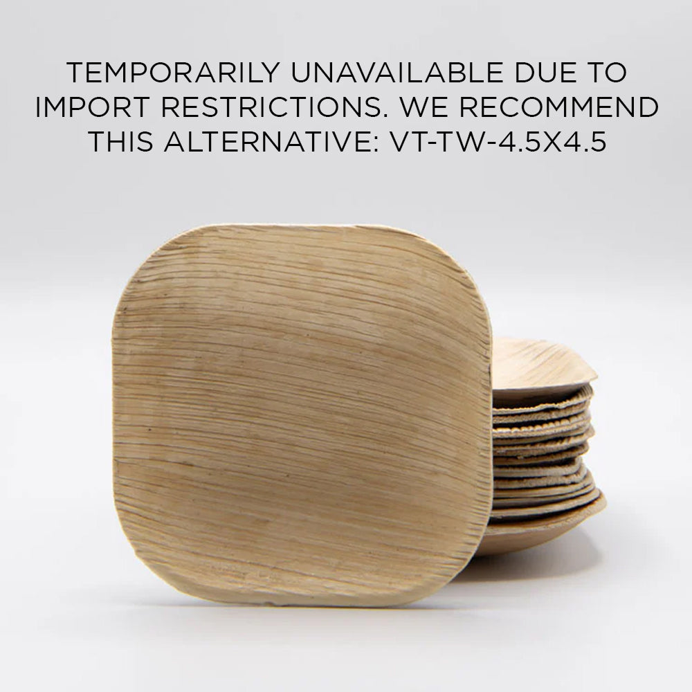 4" x 4" Square Palm Leaf Plates