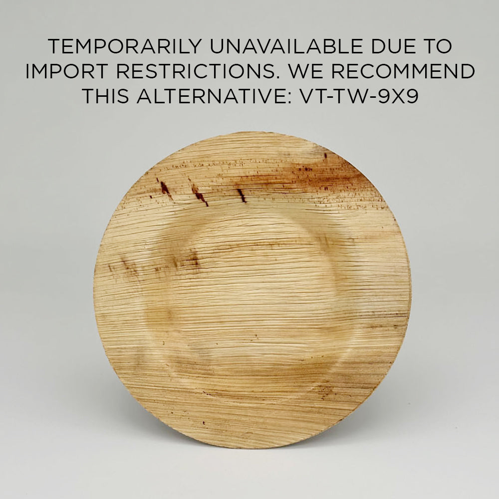 9" x 9" Round Lip Palm Leaf Plate