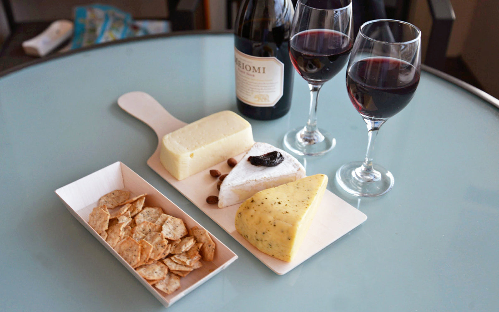 VerTerra Dinnerware Balsa Wood Cheese+Charcuterie Board with a 3x8 Fixed Sided Tray