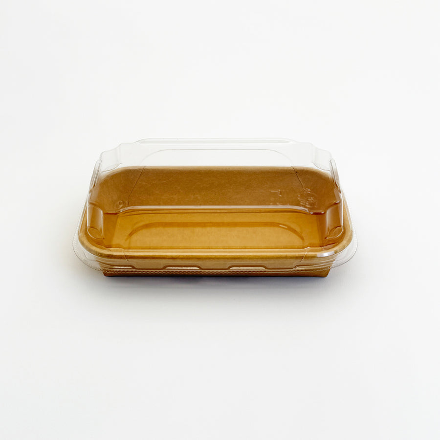 5.5"x3.1" Kraft Paperboard Tray with Clear PET Lid