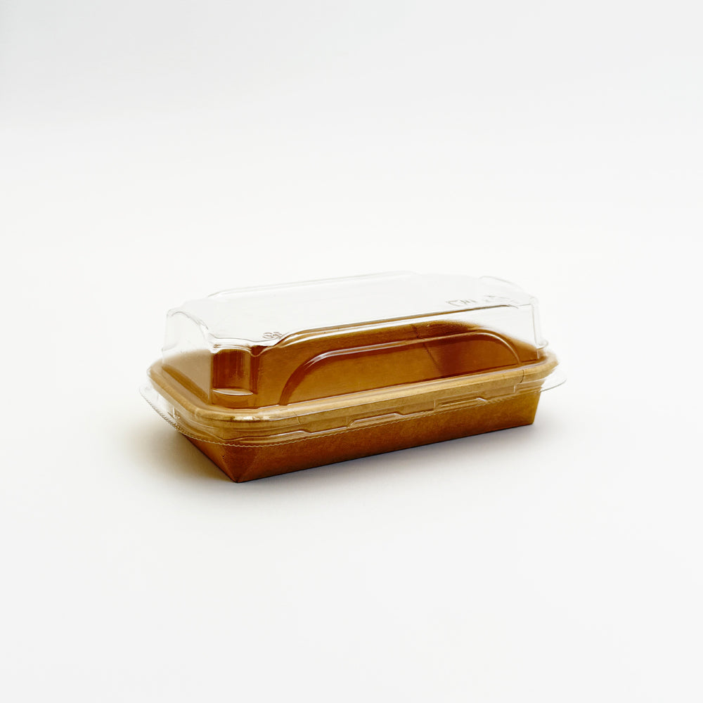 5.5"x3.1" Kraft Paperboard Tray with Clear PET Lid