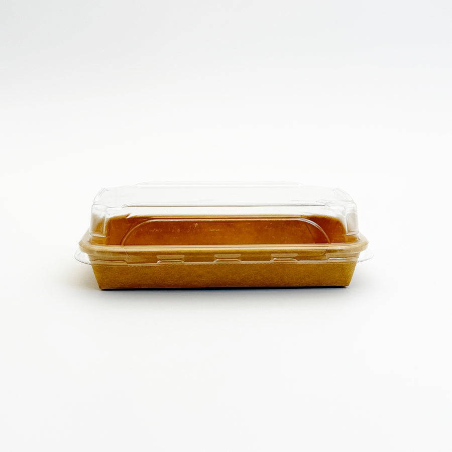 6.3"x3.59" Kraft Paperboard Tray with Clear PET Lid