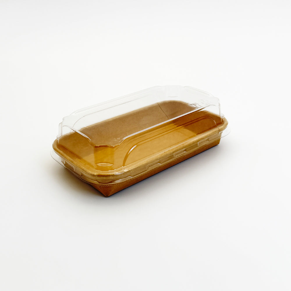6.3"x3.59" Kraft Paperboard Tray with Clear PET Lid