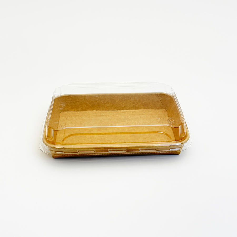 7.3"x5.1" Kraft Paperboard Tray with Clear PET Lid