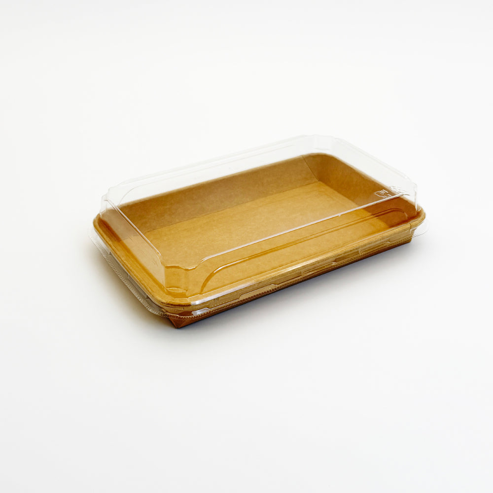 8.7"x5.5" Kraft Paperboard Tray with Clear PET Lid