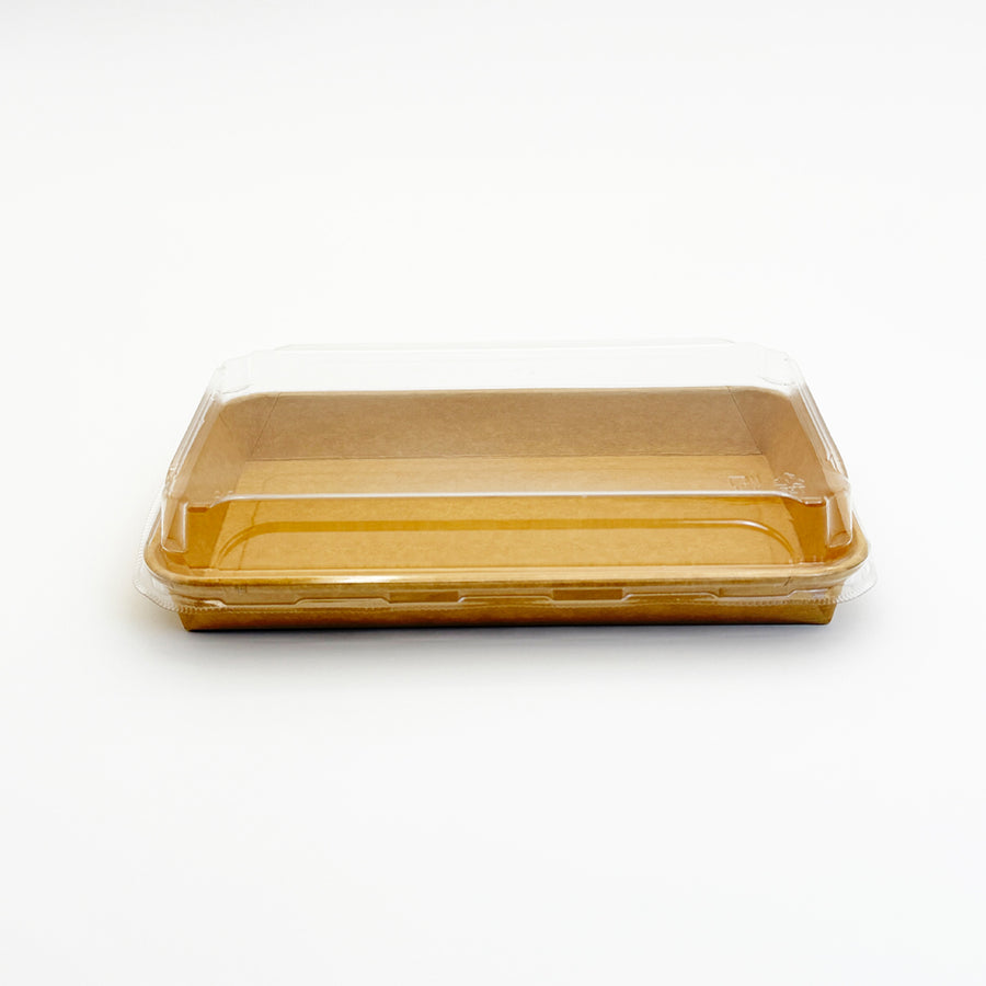 8.7"x5.5" Kraft Paperboard Tray with Clear PET Lid