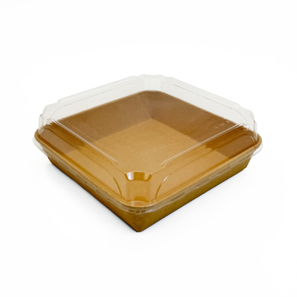 9.5"x5.9" Kraft Paperboard Tray with Clear PET Lid