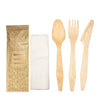 Wooden Cutlery Kit with Napkin (Fork, Knife, Spoon with Napkin) (25 count Retail pack)-VerTerra Dinnerware